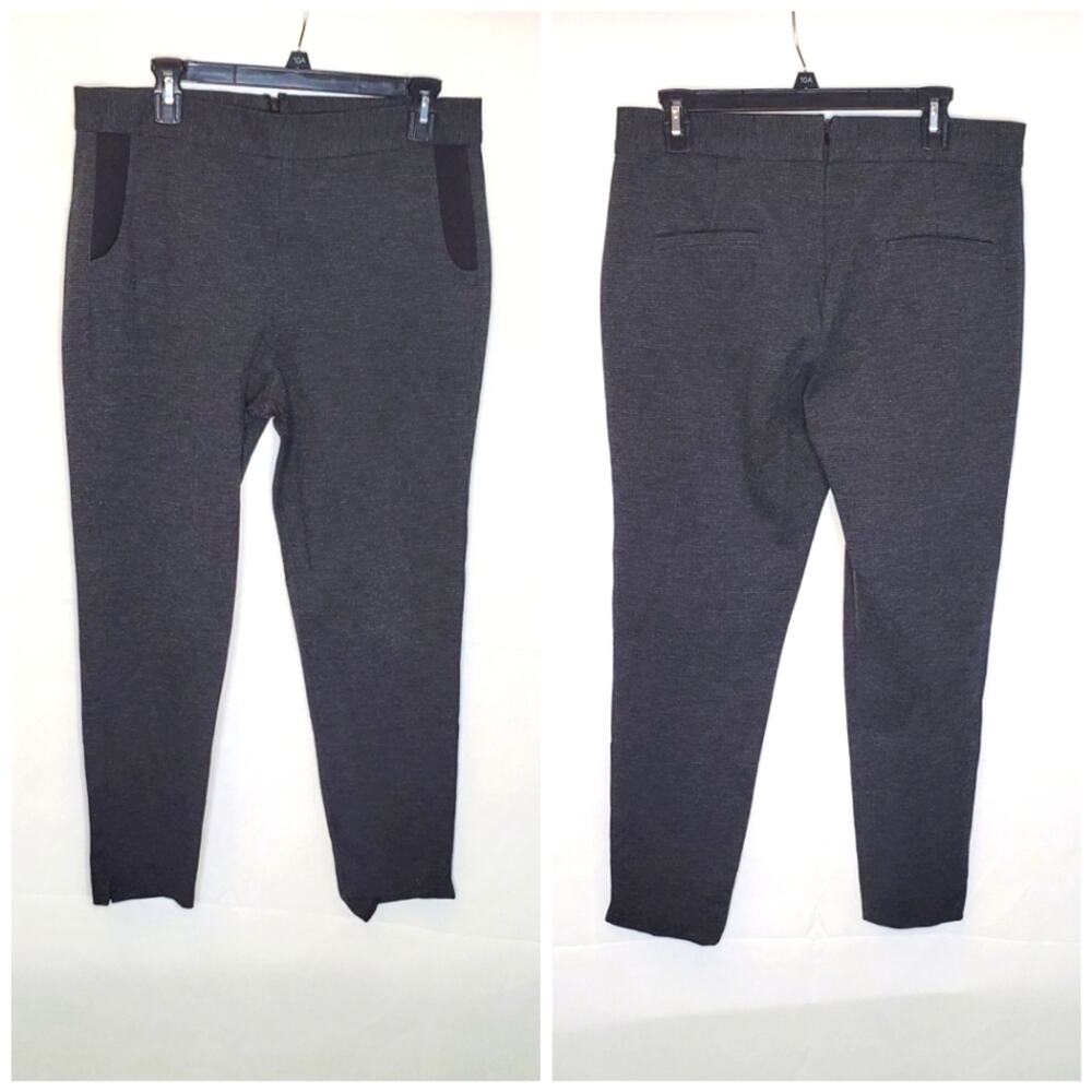 French Connection Gently Used Gray Chevron Skin Tight Cropped Casual Pants Sz 10